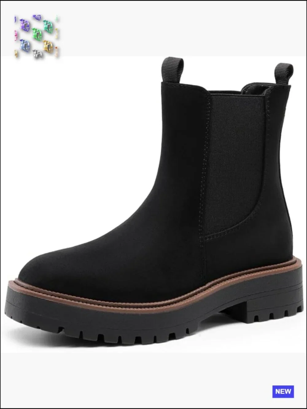 Square Toe Chelsea Ankle Boots Lug Sole Chunky Heel Platform Booties Fall